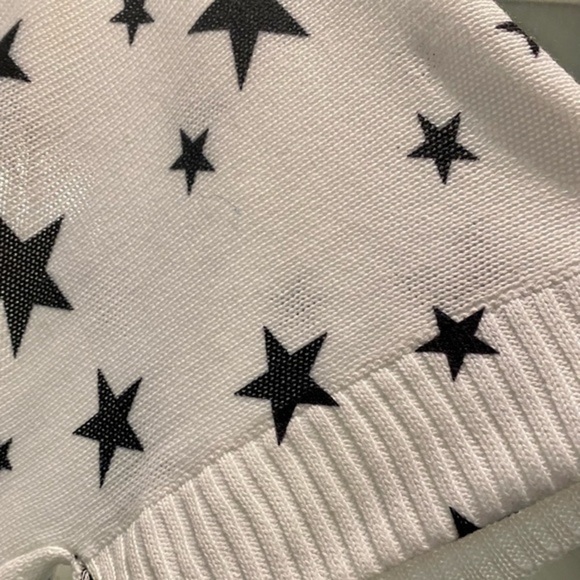 NWT Star Print Kimono Knit Sweater Dolman Sleeve Open Cardigan White M - Picture 11 of 16